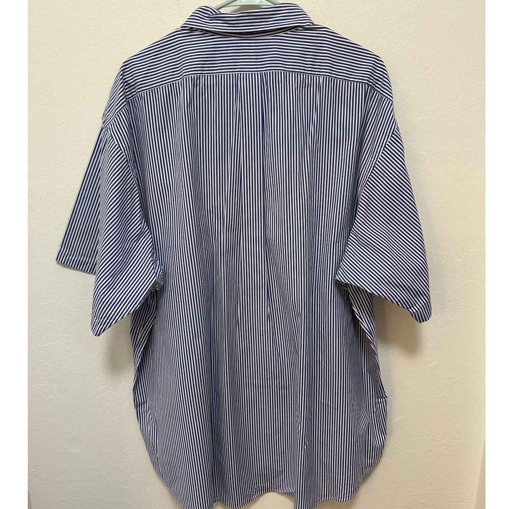 Ralph Lauren Blake XXL Mens Striped Blue White Short Sleeve Button Down Shirt - Picture 6 of 8